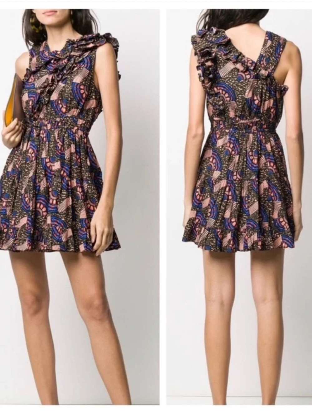 Ulla Johnson Iliana Cotton Poplin Ruffle Mini Dress Size 6 Like New
